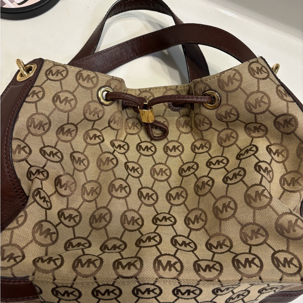 Michael Kors Brown Shoulder Bag with Monogram Design